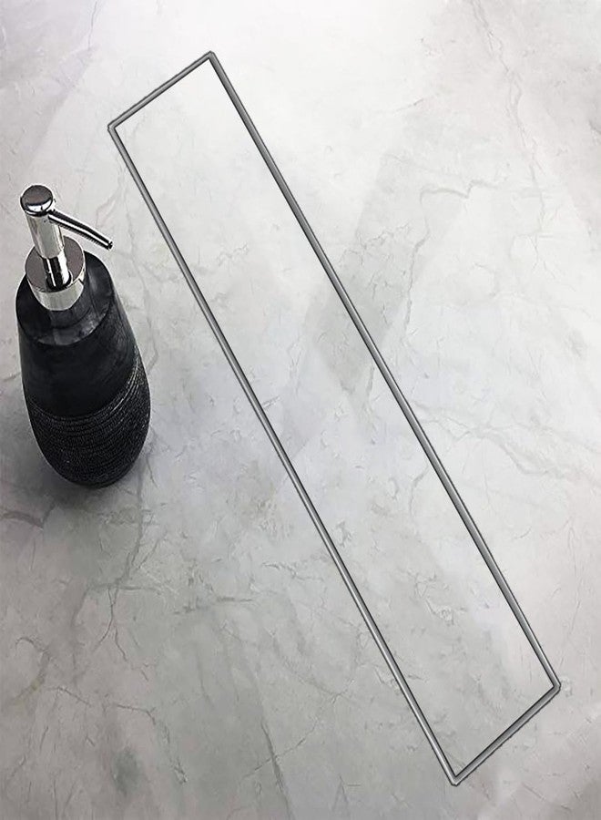 ARQUIN قناة تصريف مياه الاستحمام من أركوين، مقاس 24 × 4 بوصة، تُركّب داخل بلاط الحمام | قناة تصريف مياه الصرف الصحي من الفولاذ المقاوم للصدأ عيار 304، مناسبة لأرضيات الرخام، مزودة بمصيدة للصراصير (سُمك 1 مم) - Image 1